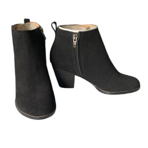 BOHO LANDSEND Women Suede Harris Ankle Boots, Side Zip, 2.5” Stacked Heel